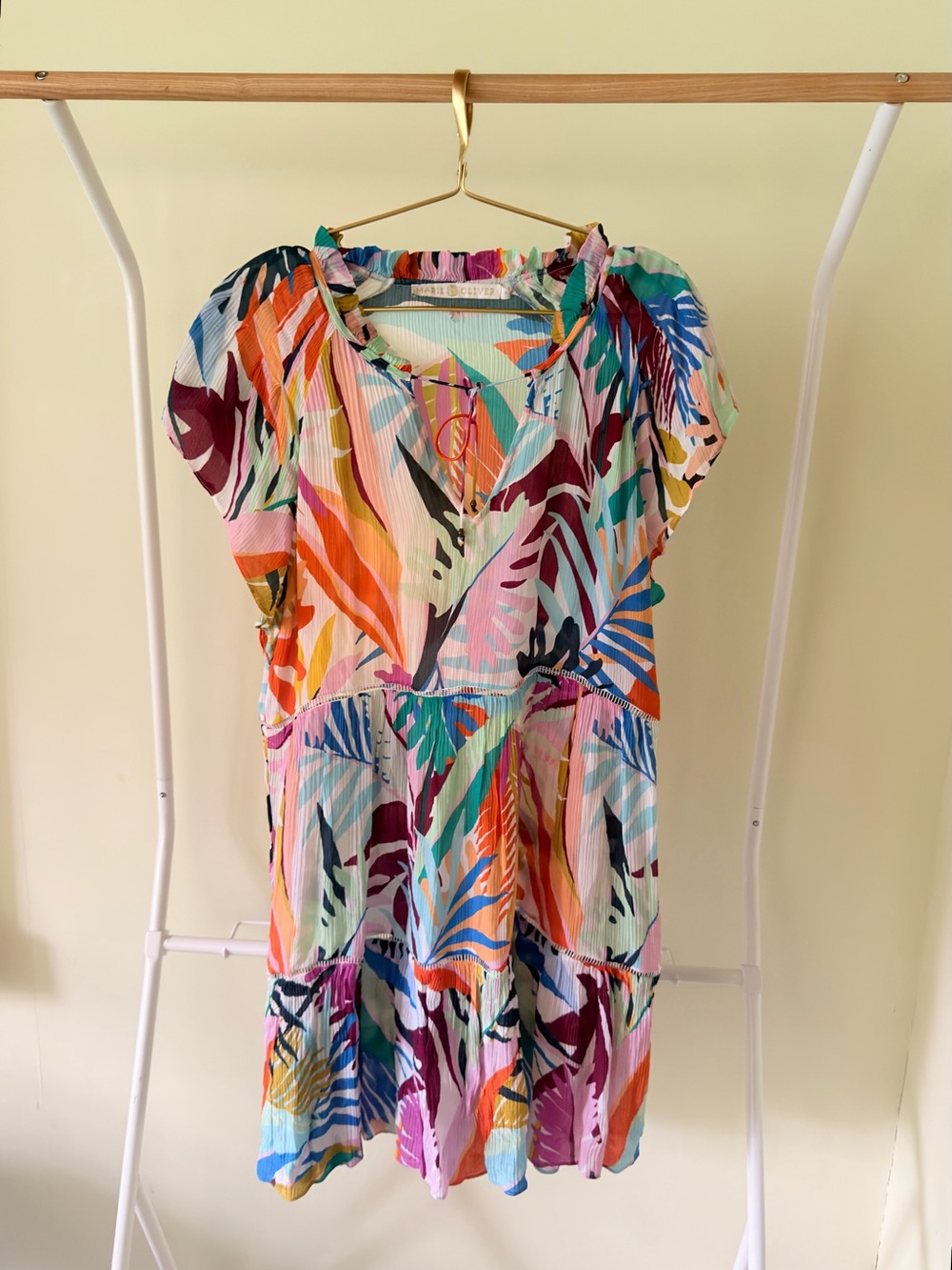 Marie Oliver Multicolor Tropical Leaf Print Dress